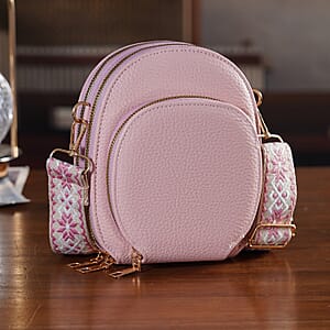 La Marey Pink Faux Leather Crossbody Bag