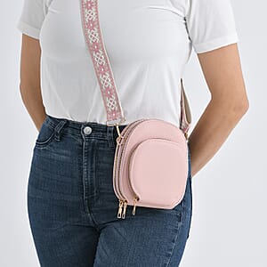 La Marey Pink Faux Leather Crossbody Bag