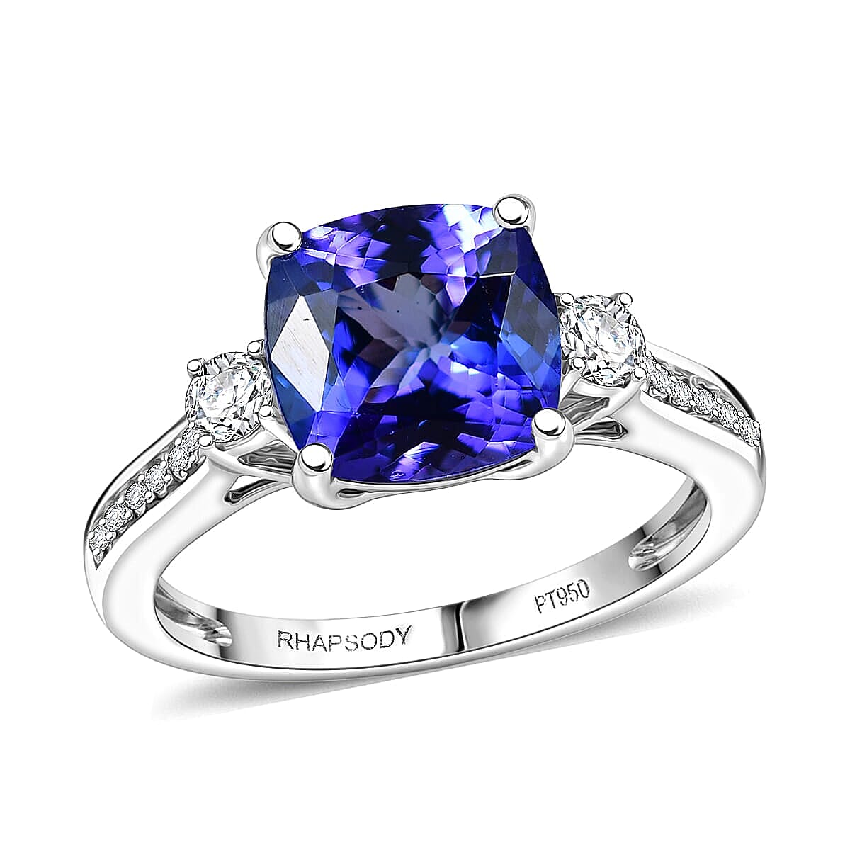 Rhapsody 950 Platinum AAAA Tanzanite, Diamond (E-F, VS2) Ring (Size 4.0) 3.50 ctw