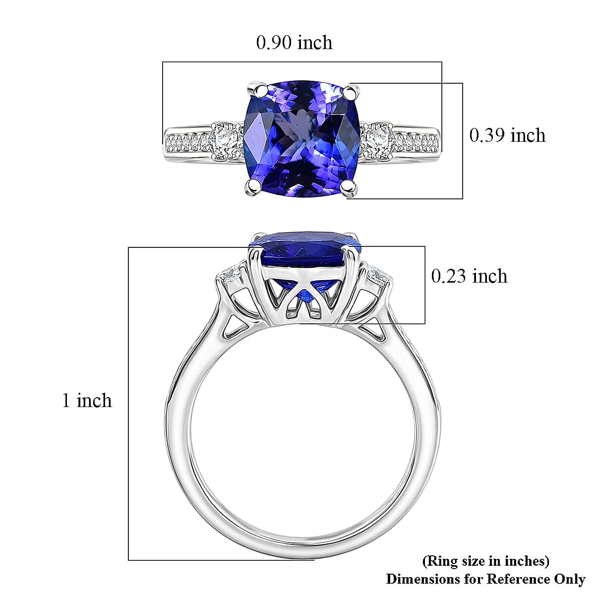 Rhapsody 950 Platinum AAAA Tanzanite, Diamond (E-F, VS2) Ring (Size 4.0) 3.50 ctw