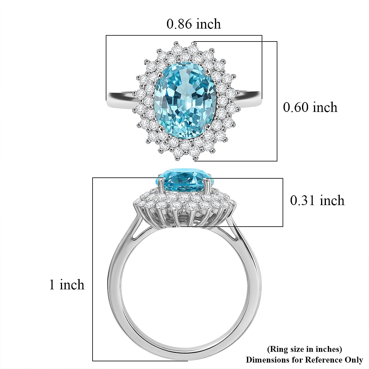 D'Joy Lab Grown Paraiba Sapphire and Moissanite 5.60 ctw Ring in Rhodium Over Sterling Silver (Size 7.0)