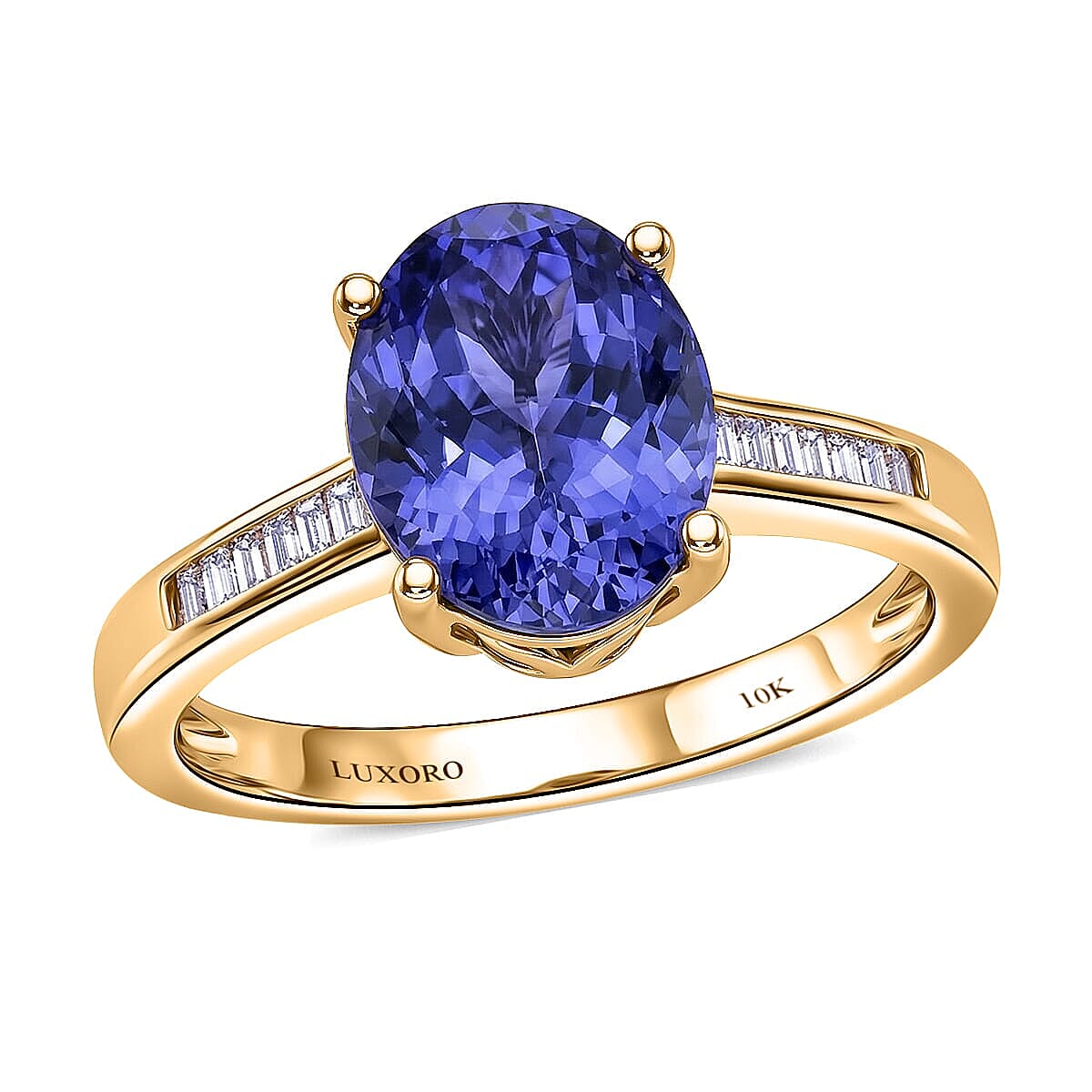 Premium Tanzanite and Diamond I2 2.90 ctw Ring in Luxoro 10K Yellow Gold (Size  10.0)
