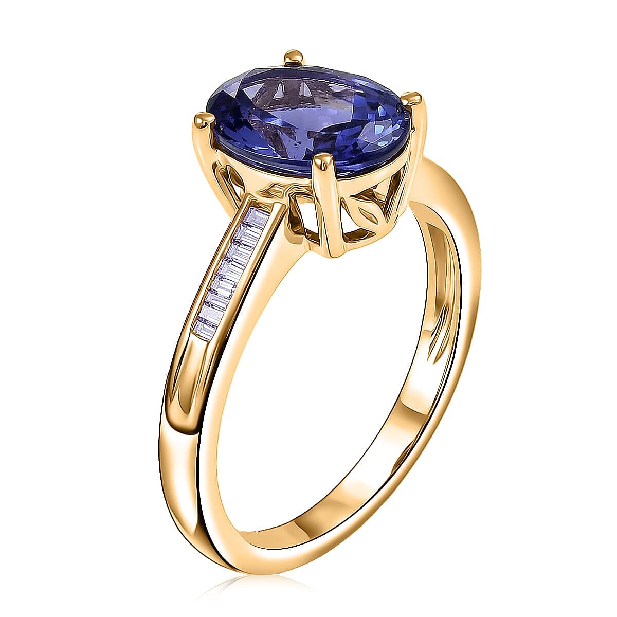Premium Tanzanite and Diamond I2 2.90 ctw Ring in Luxoro 10K Yellow Gold (Size  10.0)