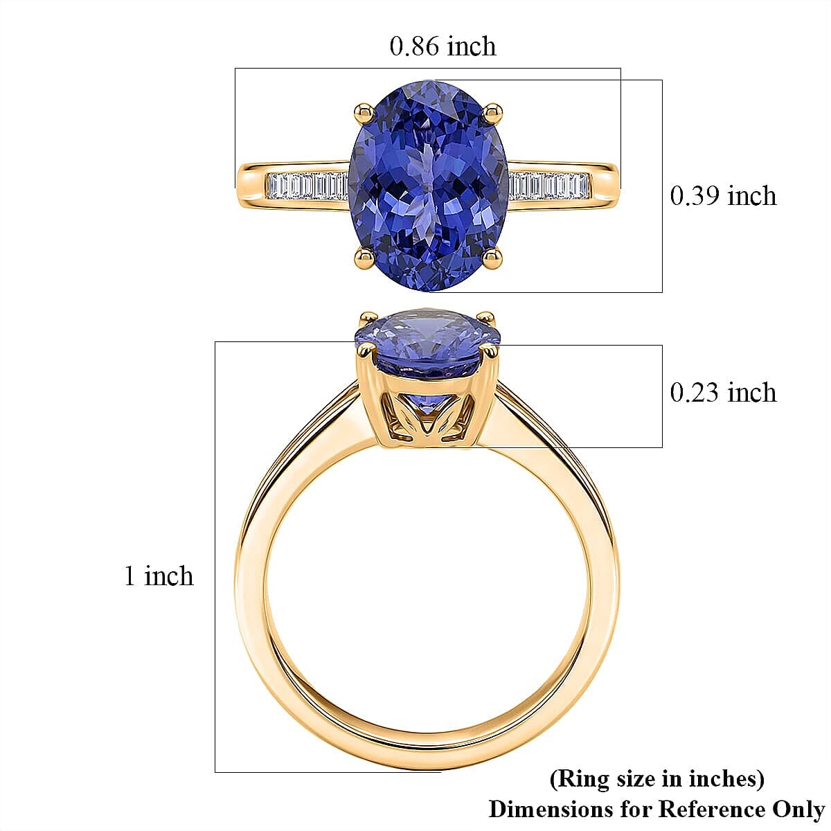 Premium Tanzanite and Diamond I2 2.90 ctw Ring in Luxoro 10K Yellow Gold (Size  10.0)