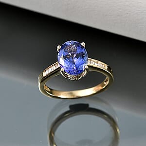 Premium Tanzanite and Diamond I2 2.90 ctw Ring in Luxoro 10K Yellow Gold (Size 6.0)