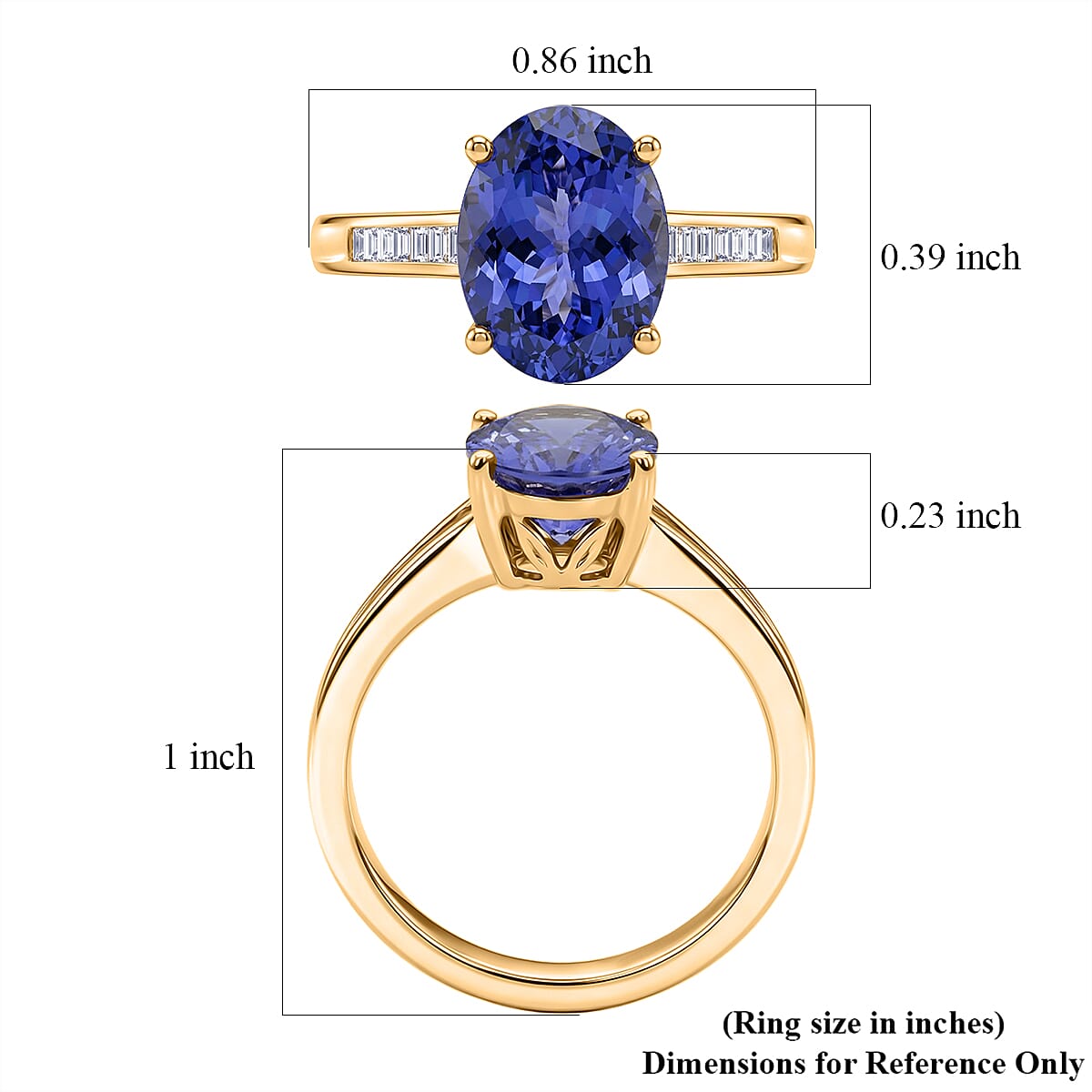 Premium Tanzanite and Diamond I2 2.90 ctw Ring in Luxoro 10K Yellow Gold (Size 6.0) image number 5