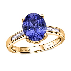 Premium Tanzanite and Diamond I2 2.90 ctw Ring in Luxoro 10K Yellow Gold (Size 7.0)