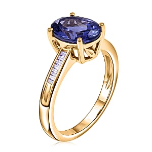 Premium Tanzanite and Diamond I2 2.90 ctw Ring in Luxoro 10K Yellow Gold (Size 7.0)