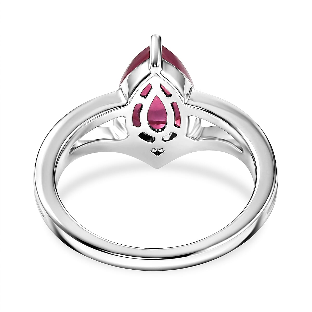 D'Joy Niassa Ruby (FF) and White Zircon 3.00 ctw Ring in Rhodium Over Sterling Silver (Size 6.0)
