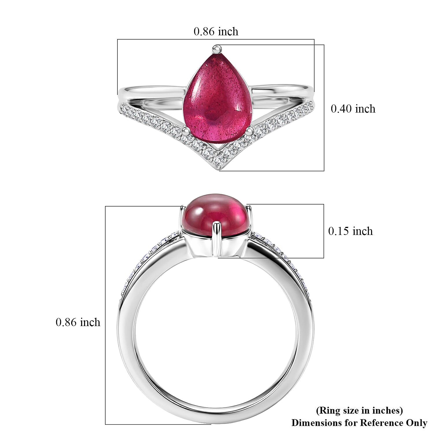 D'Joy Niassa Ruby (FF) and White Zircon 3.00 ctw Ring in Rhodium Over Sterling Silver (Size 6.0)