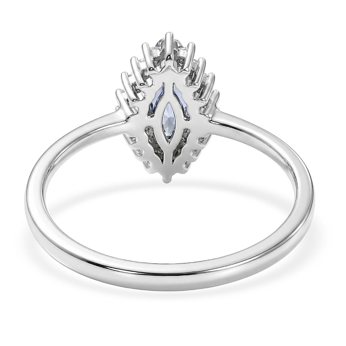 D'Joy AAA Tanzanite and White Zircon 0.80 ctw Ring in Rhodium Over Sterling Silver (Size 7.0)