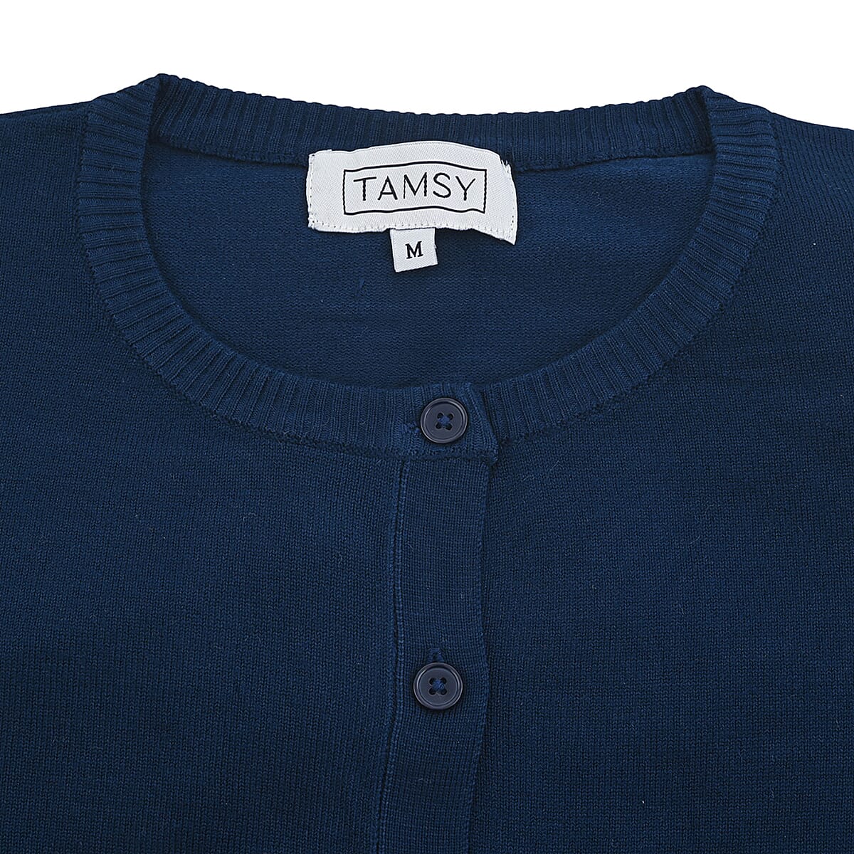 Tamsy Navy Round Neck Sweater with Buttons - 3XL image number 3
