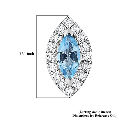 D'Joy Swiss Blue Topaz and White Zircon 1.50 ctw Earrings in Rhodium Over Sterling Silver