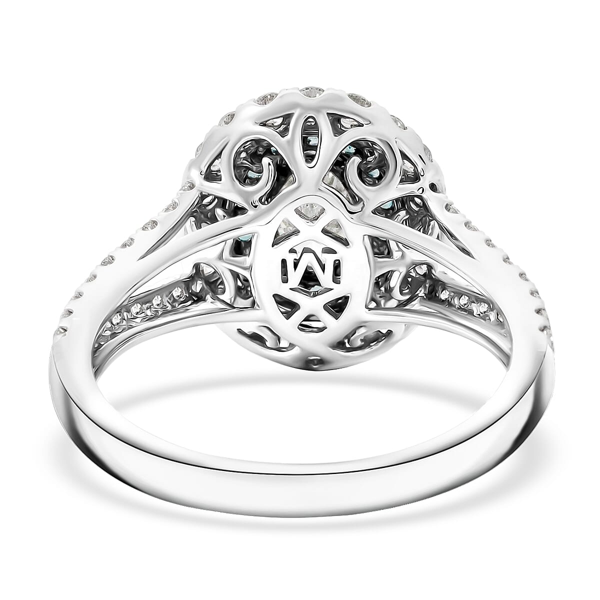 Modani Diamond (G - SI1) and Brazilian Paraiba Tourmaline 1.37 ctw Ring in 950 Platinum (Size 10.0) 4.73 Grams image number 4