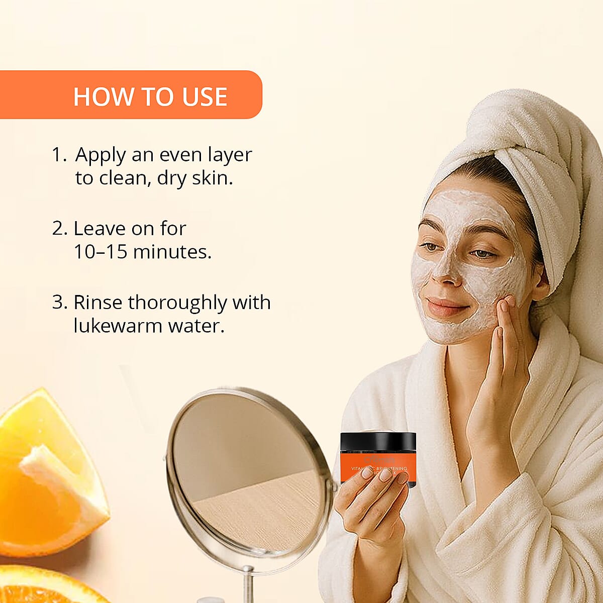 SkinChemists Vitamin C Brightening Orange Mask (1.69oz) image number 3