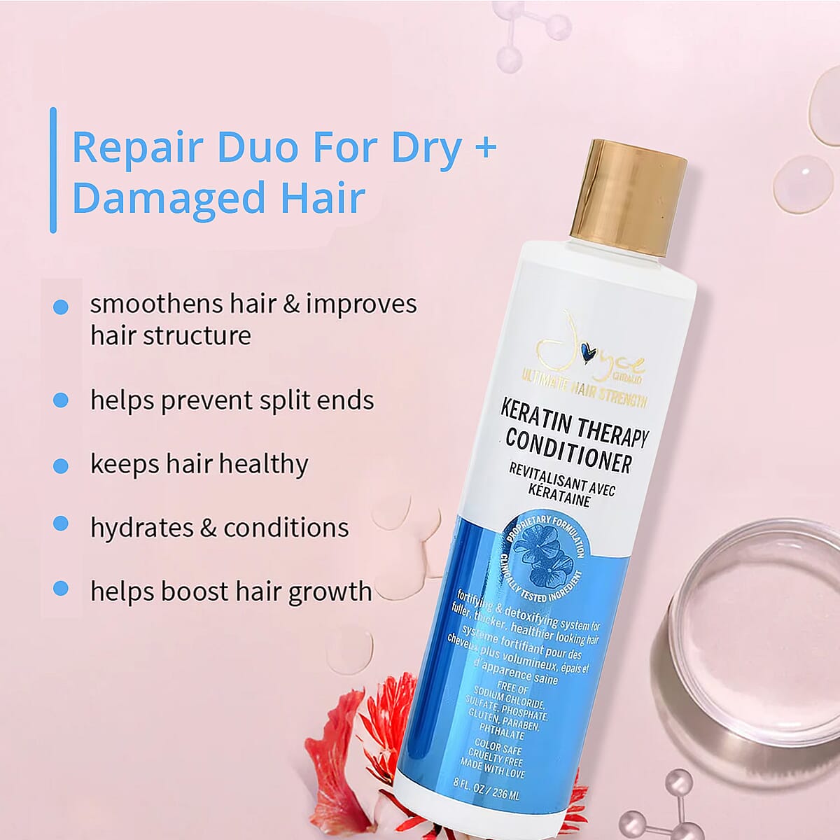 Joyce Giraud Ultimate Hair Strength Keratin Therapy Conditioner (8oz) Made in US image number 2