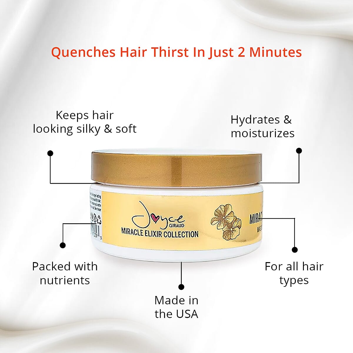 Joyce Giraud Miracle Elixir Collection 2-Minute Hair Mask (8oz) Made in US image number 3