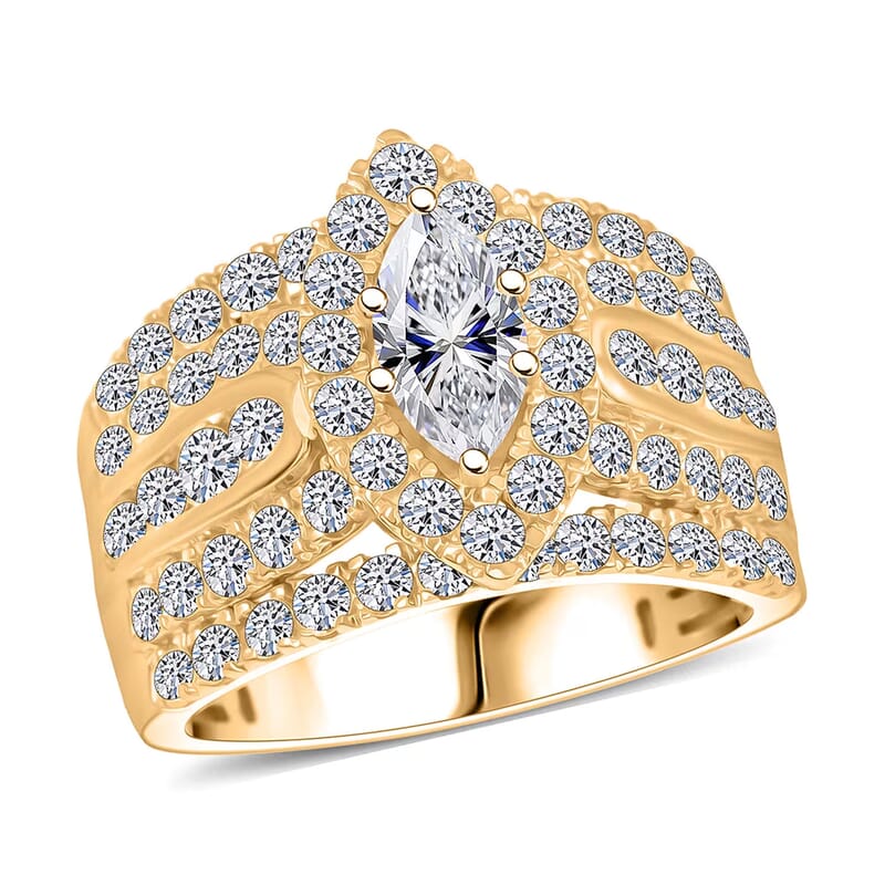 Luxuriant Lab Grown Diamond (G, SI) Ring in 14K YG Over Sterling Silver 2.92 ctw (Size 10.0)