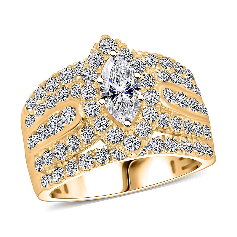Luxuriant Lab Grown Diamond (G, SI) Ring in 14K YG Over Sterling Silver 2.92 ctw (Size 10.0)
