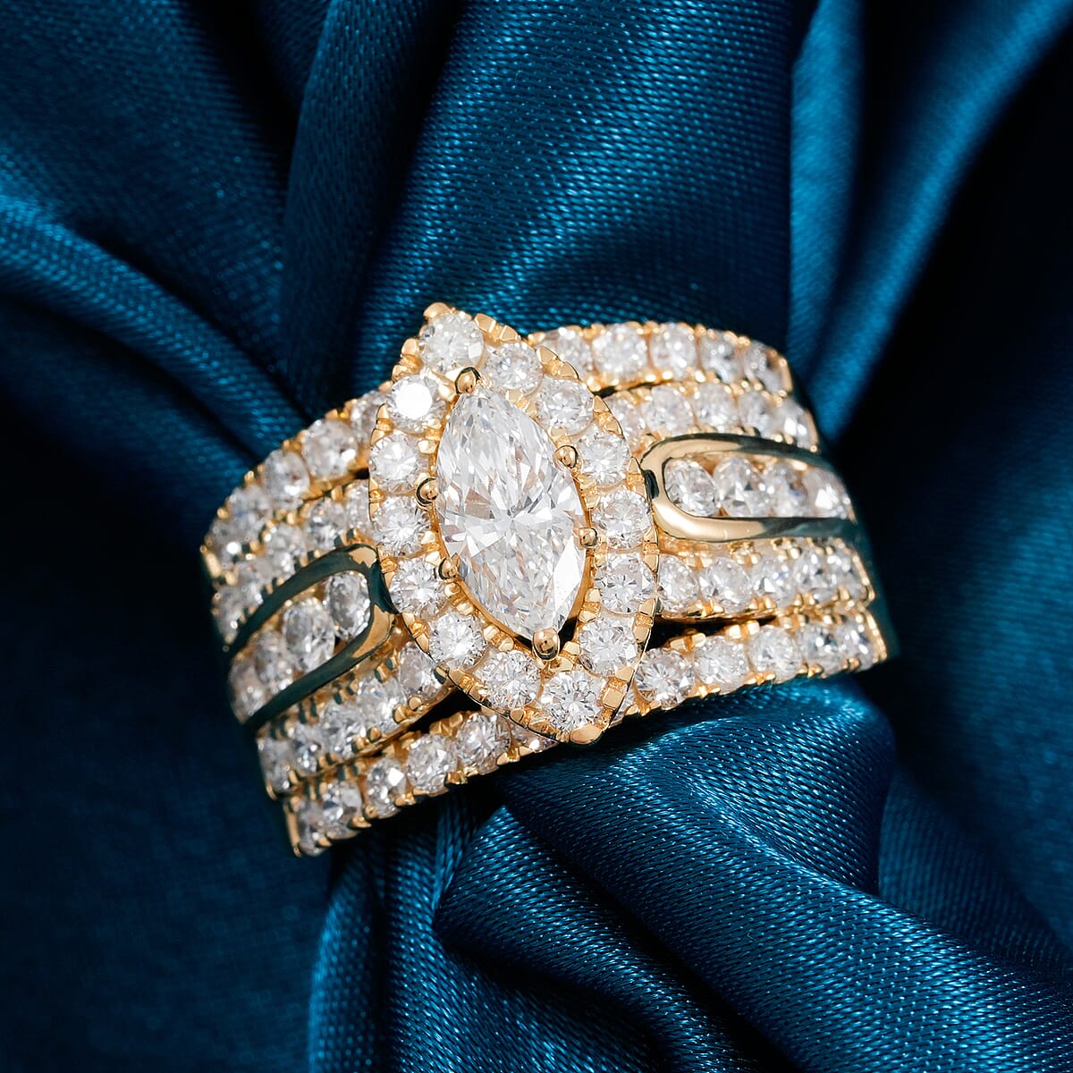 Luxuriant Lab Grown Diamond (G, SI) Ring in 14K YG Over Sterling Silver 2.92 ctw (Size 10.0) image number 1