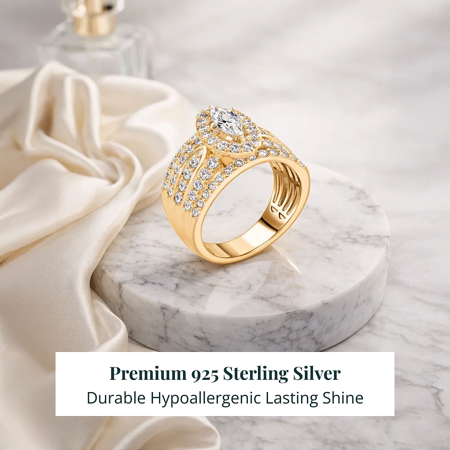 Luxuriant Lab Grown Diamond (G, SI) Ring in 14K YG Over Sterling Silver 2.92 ctw (Size 10.0)