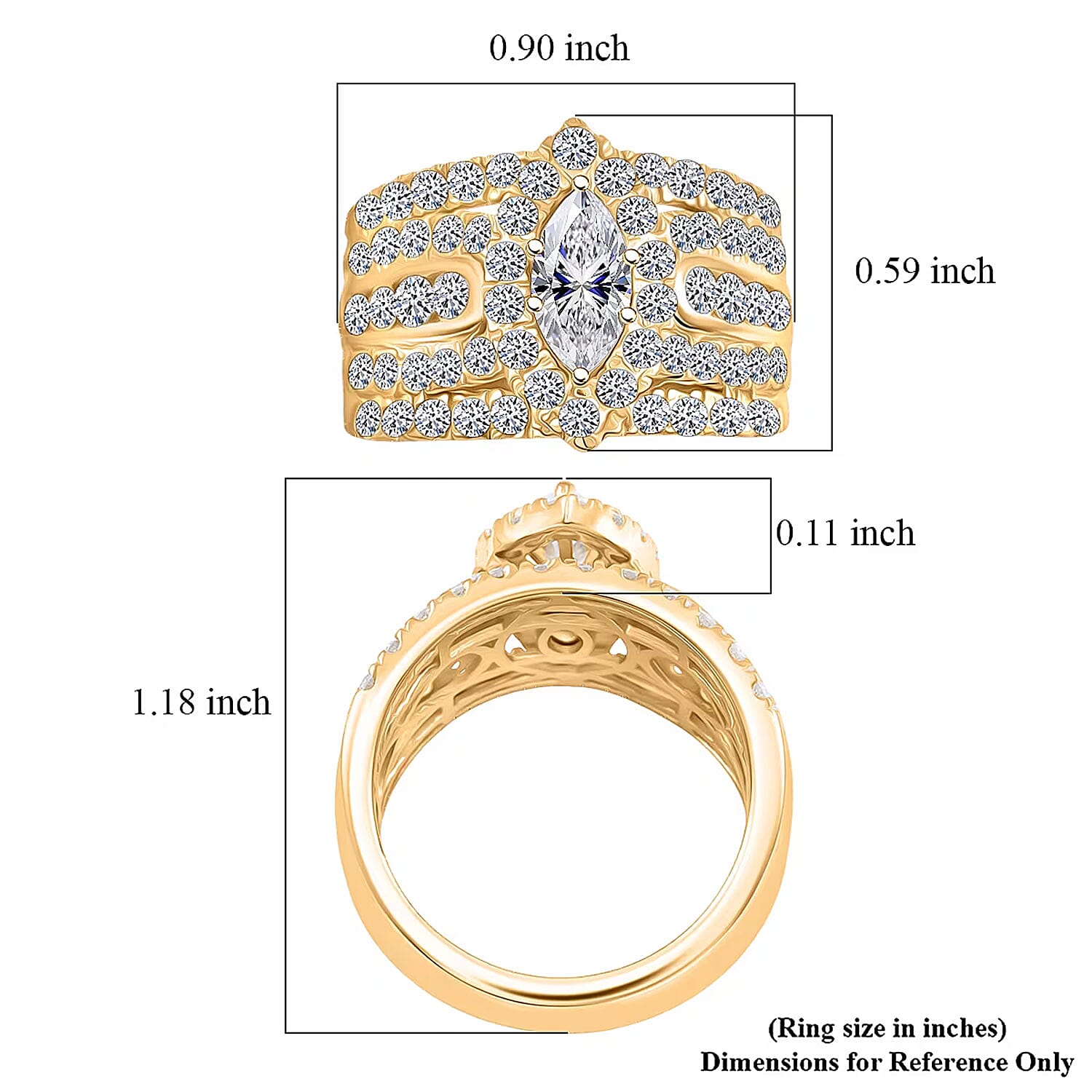 Luxuriant Lab Grown Diamond (G, SI) Ring in 14K YG Over Sterling Silver 2.92 ctw (Size 10.0)