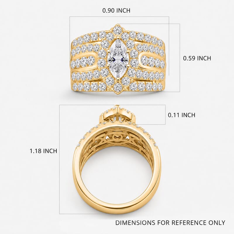 Luxuriant Lab Grown Diamond (G, SI) Ring in 14K YG Over Sterling Silver 2.92 ctw (Size 10.0)