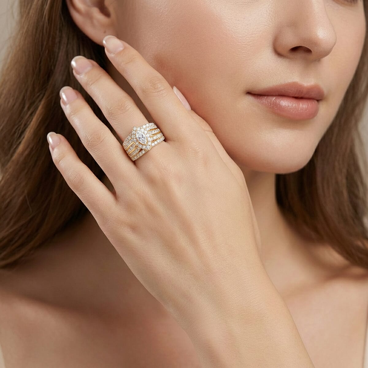 Luxuriant Lab Grown Diamond (G, SI) Ring in 14K YG Over Sterling Silver 2.92 ctw (Size 9.0) image number 2