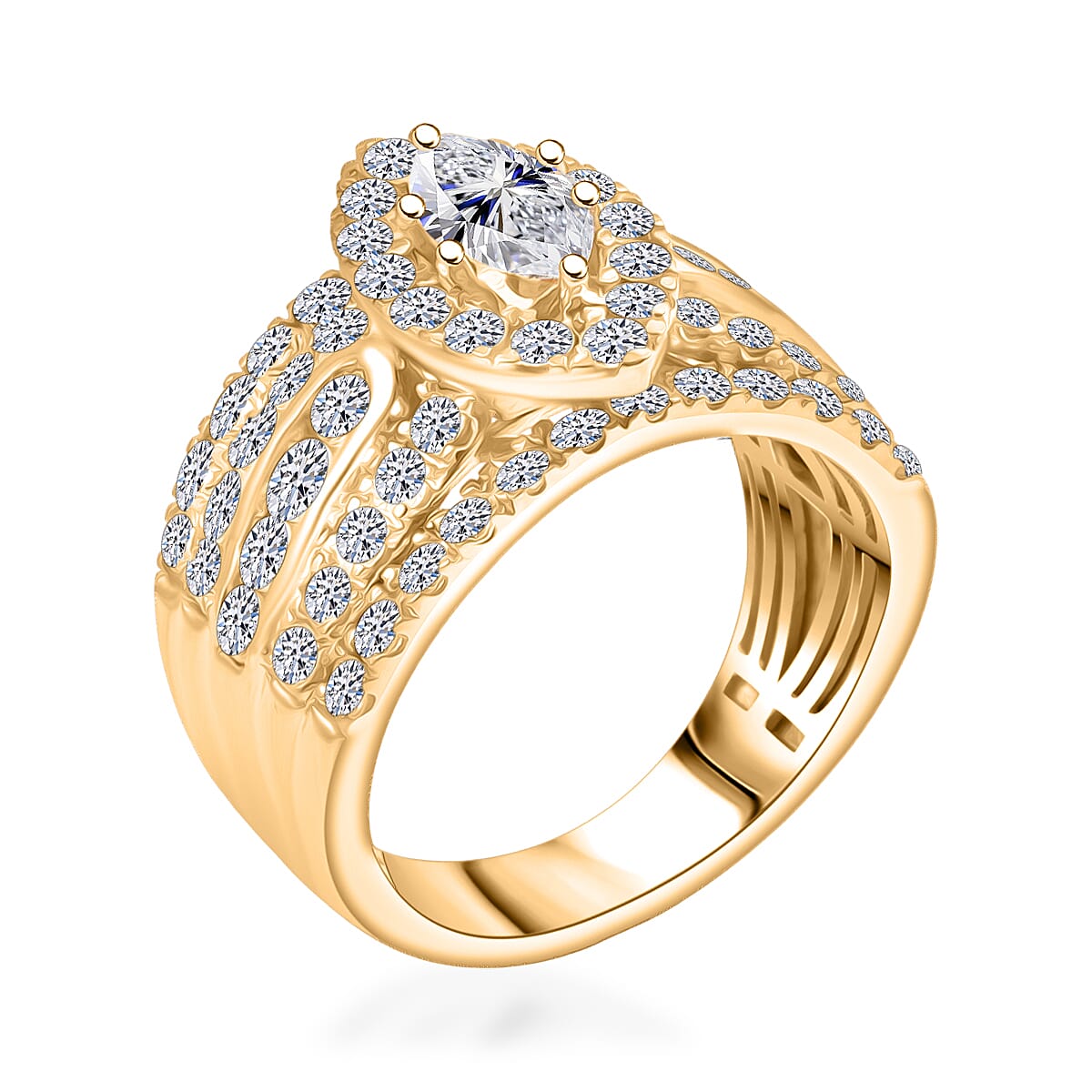 Luxuriant Lab Grown Diamond (G, SI) Ring in 14K YG Over Sterling Silver 2.92 ctw (Size 9.0) image number 3