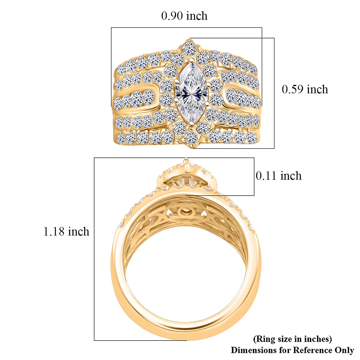 Luxuriant Lab Grown Diamond (G, SI) Ring in 14K YG Over Sterling Silver 2.92 ctw (Size 9.0) image number 5