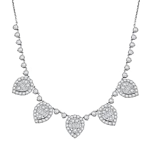 Luxuriant Lab Grown Diamond Heart Cascade Necklace in Sterling Silver 6.88 ctw (18 Inches)