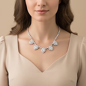 Luxuriant Lab Grown Diamond Heart Cascade Necklace in Sterling Silver 6.88 ctw (18 Inches)