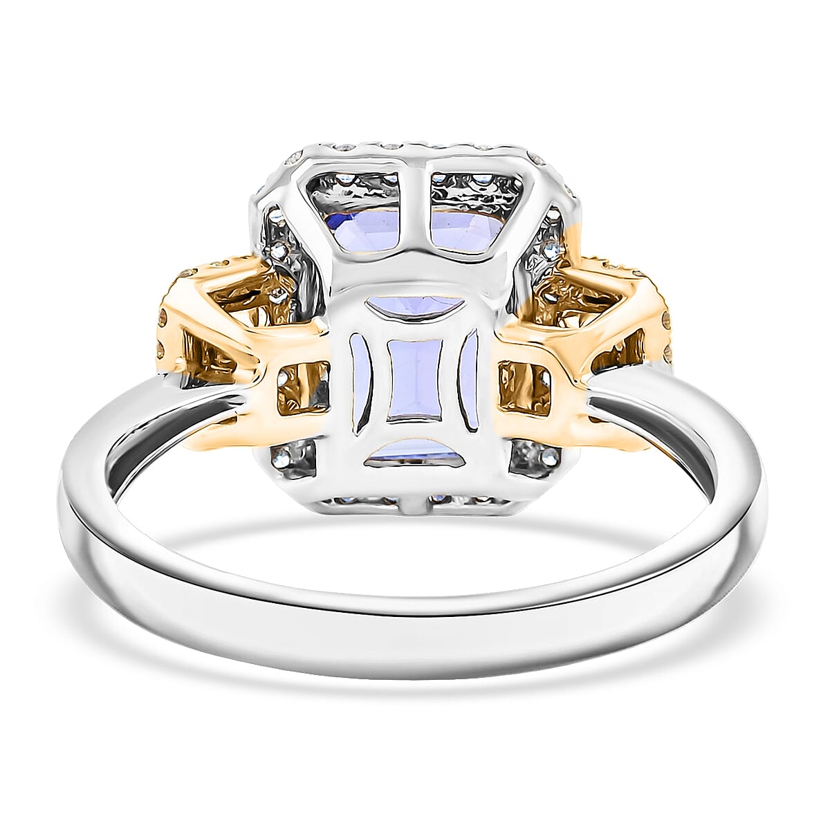 Modani Tanzanite, Natural Yellow and White Diamond 3.20 ctw Ring in 950 Platinum and 14K Yellow Gold (Size 5.0) 5.30 Grams