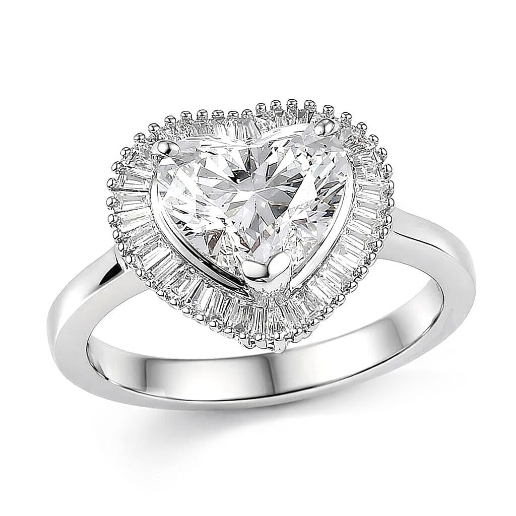 Luxuriant Lab Grown Diamond E-F VS 2.50 ctw Heart Ring in 950 Platinum (Size 10.0) 6.50 Grams