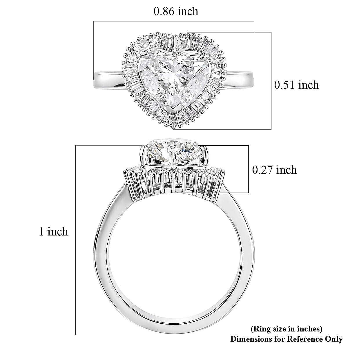 Luxuriant Lab Grown Diamond E-F VS 2.50 ctw Heart Ring in 950 Platinum (Size 10.0) 6.50 Grams
