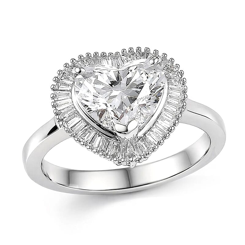 Luxuriant Lab Grown Diamond E-F VS 2.50 ctw Heart Ring in 950 Platinum (Size 5.0) 6.50 Grams