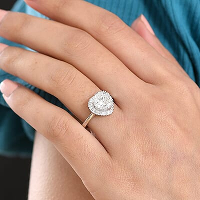 Luxuriant Lab Grown Diamond E-F VS 2.50 ctw Heart Ring in 950 Platinum (Size 5.0) 6.50 Grams