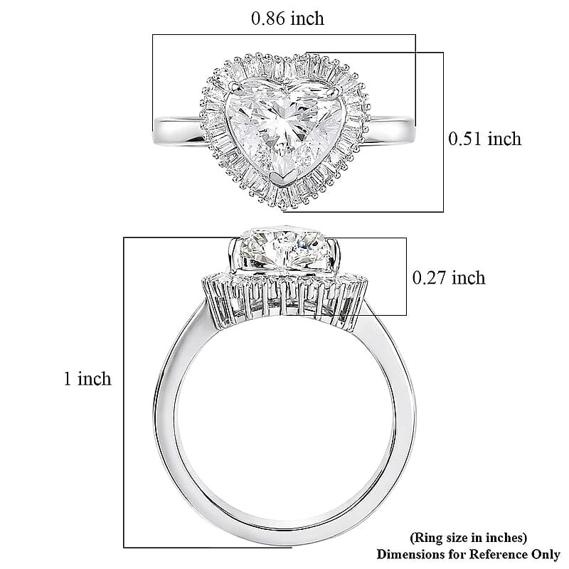 Luxuriant Lab Grown Diamond E-F VS 2.50 ctw Heart Ring in 950 Platinum (Size 5.0) 6.50 Grams