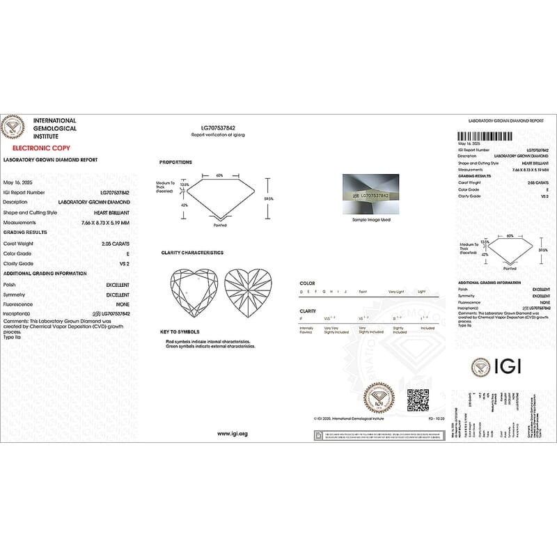 Luxuriant Lab Grown Diamond E-F VS 2.50 ctw Heart Ring in 950 Platinum (Size 5.0) 6.50 Grams