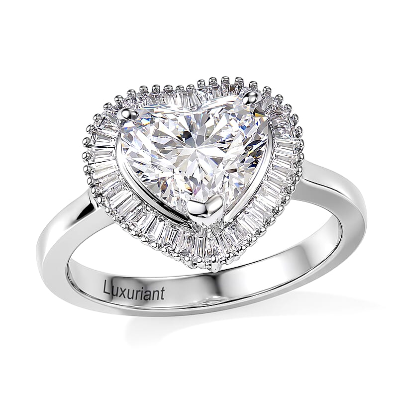 Luxuriant Lab Grown Diamond E-F VS 2.50 ctw Heart Ring in 950 Platinum (Size 6.0) 6.50 Grams
