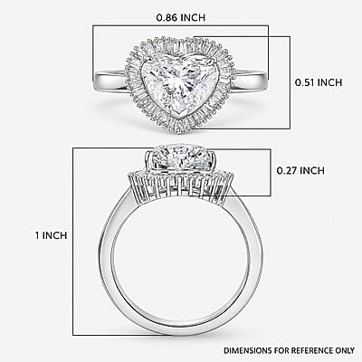 Luxuriant Lab Grown Diamond E-F VS 2.50 ctw Heart Ring in 950 Platinum (Size 6.0) 6.50 Grams