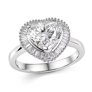 Luxuriant Lab Grown Diamond E-F VS 2.50 ctw Heart Ring in 950 Platinum (Size 7.0) 6.50 Grams