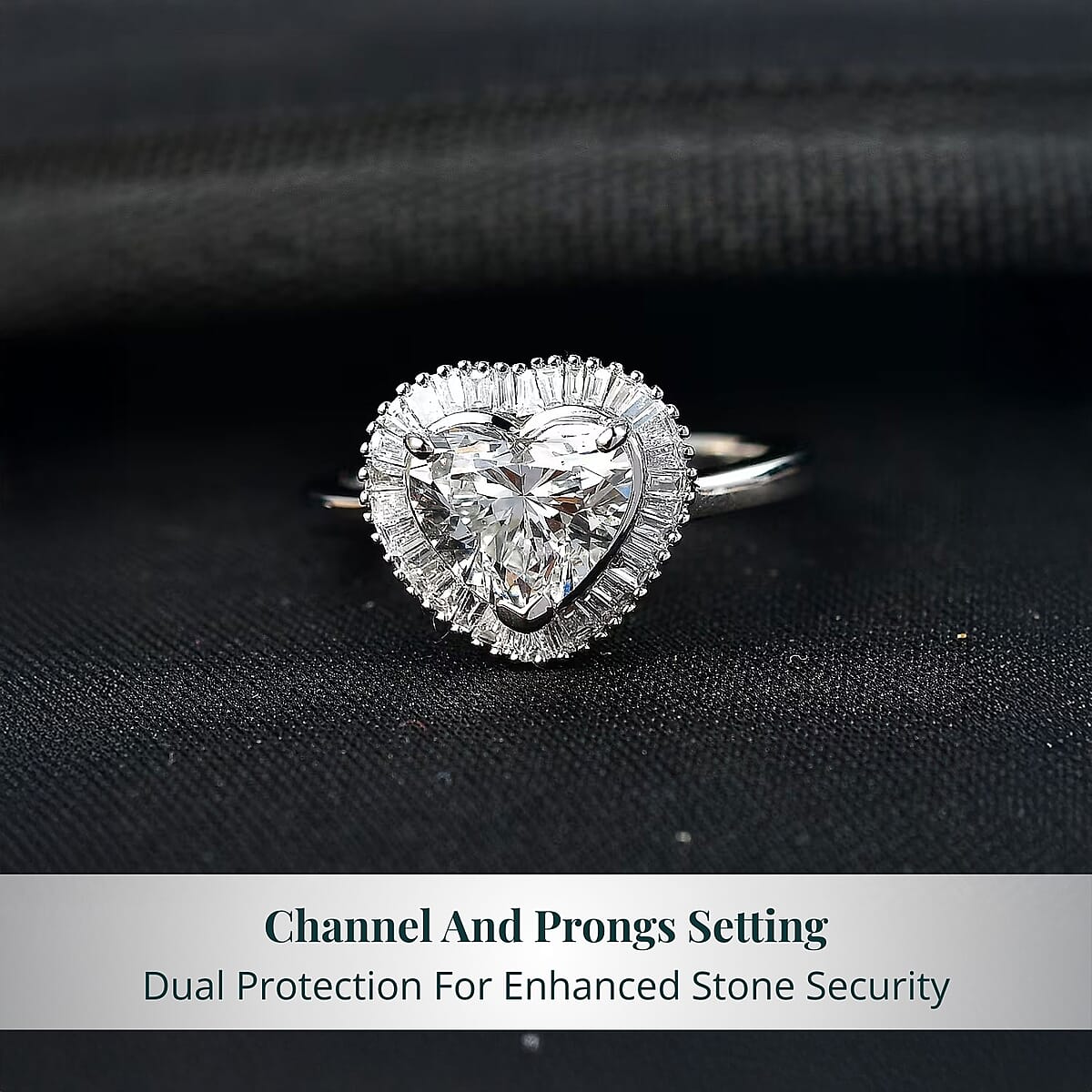 Luxuriant Lab Grown Diamond E-F VS 2.50 ctw Heart Ring in 950 Platinum (Size 7.0) 6.50 Grams image number 4