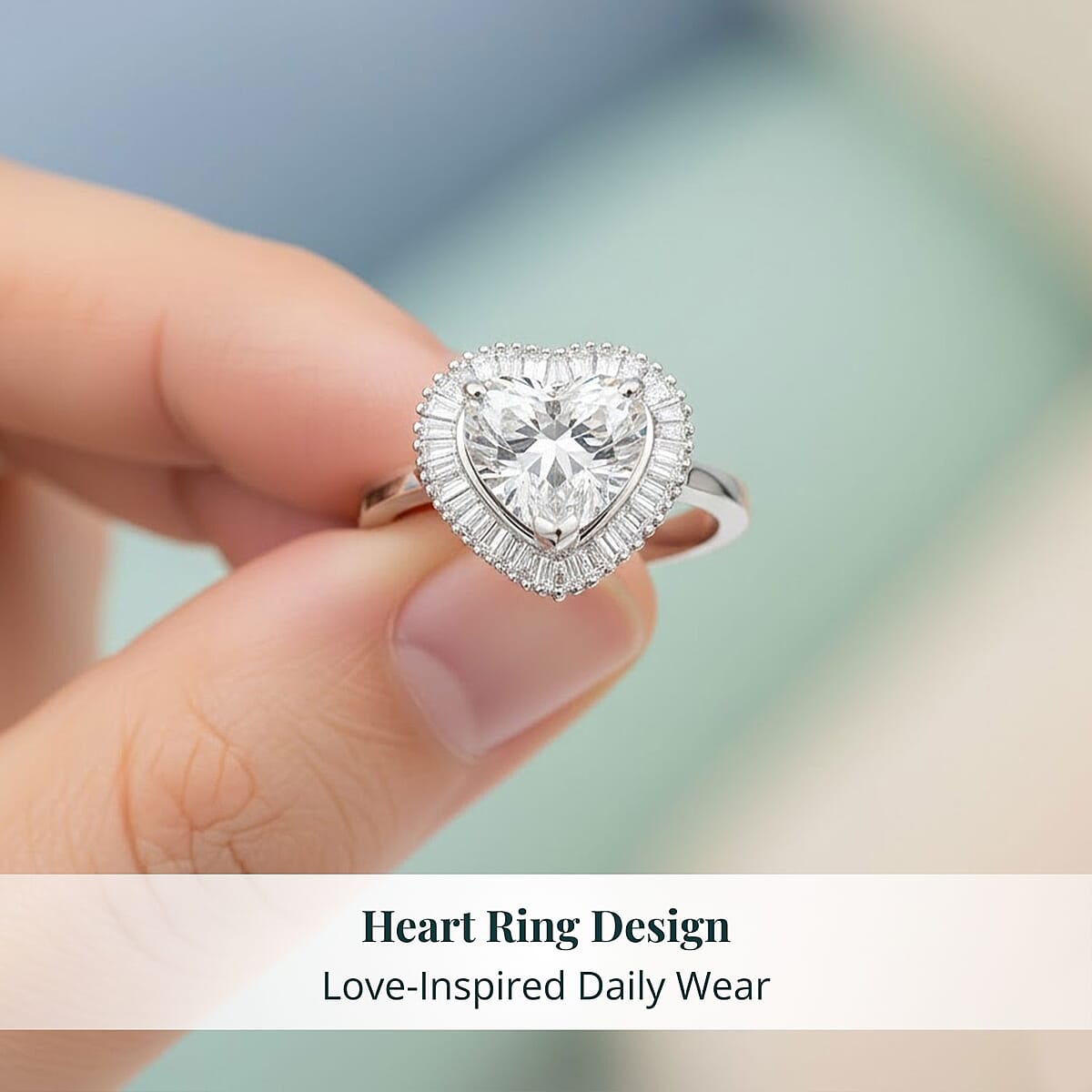 Luxuriant Lab Grown Diamond E-F VS 2.50 ctw Heart Ring in 950 Platinum (Size 7.0) 6.50 Grams image number 5