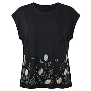 Lay Marey Black Rhinestone Top - One Size Fits Most