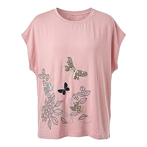 Lay Marey Pink Rhinestone Top - One Size Fits Most