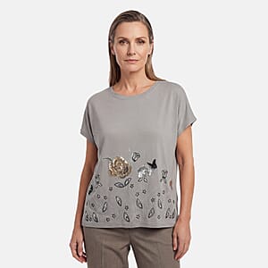 Lay Marey Gray Rhinestone Top - One Size Fits Most