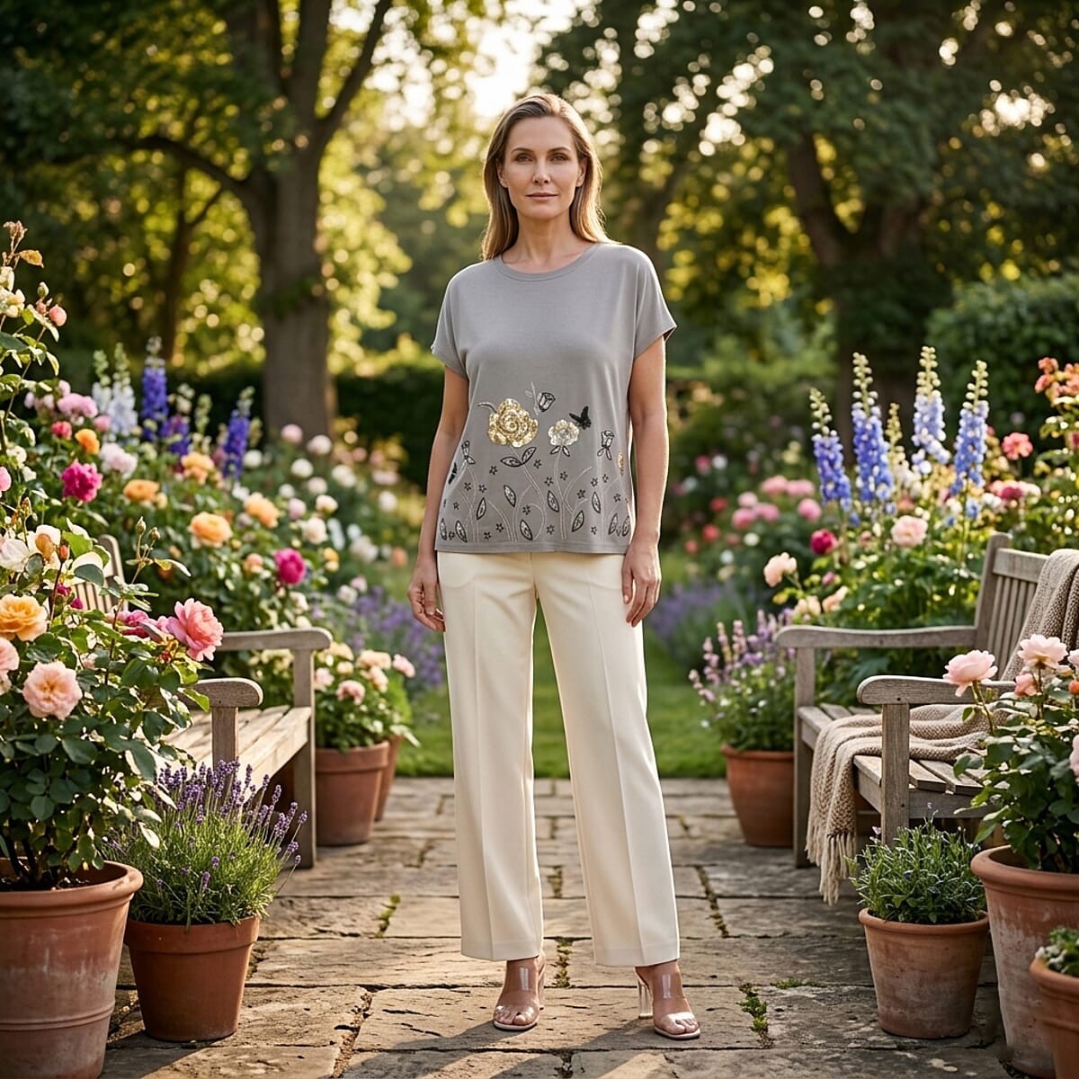 Lay Marey Gray Rhinestone Top - One Size Fits Most image number 1