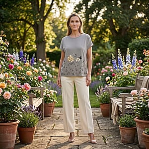 Lay Marey Gray Rhinestone Top - One Size Fits Most