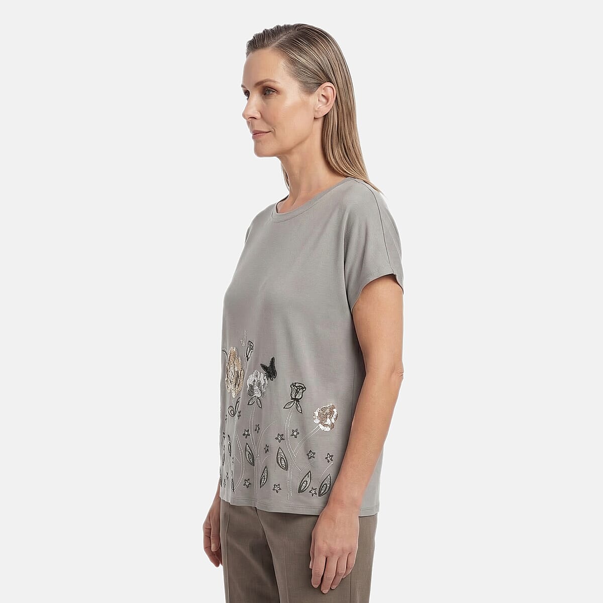 Lay Marey Gray Rhinestone Top - One Size Fits Most image number 3